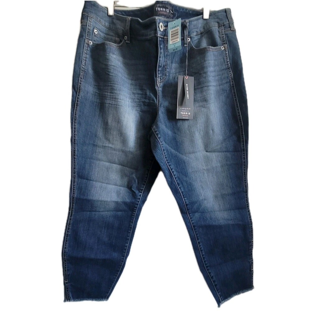 NWT Torrid Premium Stretch Ultra Skinny Crop Denim Blue Jeans Size 20 Hi-Rise